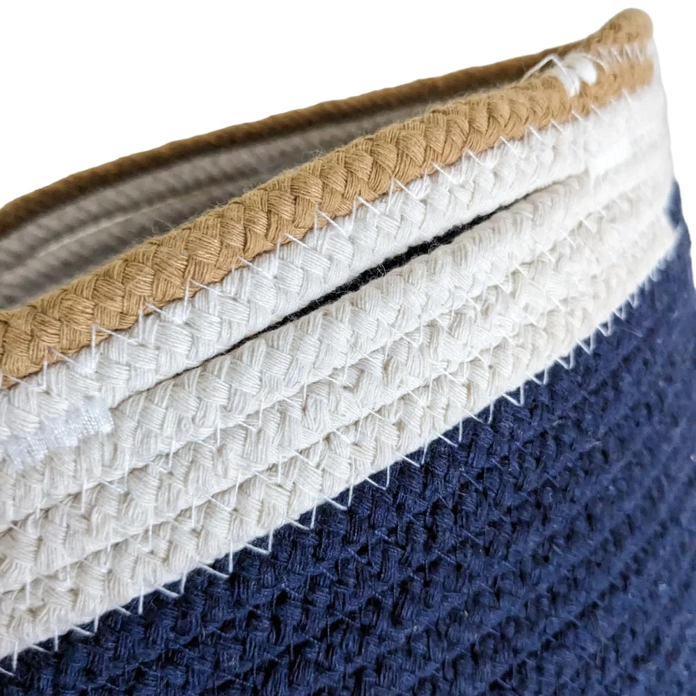 Soft Side Rope Basket In Navy and Cream